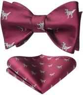 🦖 hisdern men's dinosaur jacquard bowtie set with handkerchief - stylish accessories logo