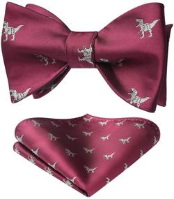 img 4 attached to 🦖 HISDERN Men's Dinosaur Jacquard Bowtie Set with Handkerchief - Stylish Accessories