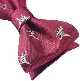 img 1 attached to 🦖 HISDERN Men's Dinosaur Jacquard Bowtie Set with Handkerchief - Stylish Accessories