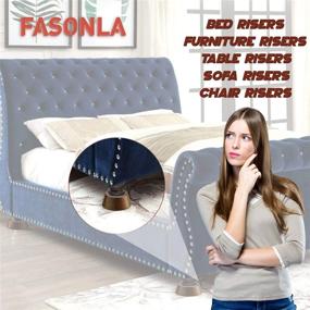 img 1 attached to 🪑 Enhance Your Space with FASONLA Furniture Risers - Solid Natural Wood Bed, Table, Sofa/Chair Risers in Walnut Color (0.8")