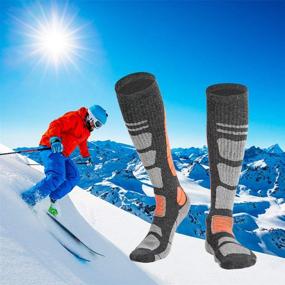 img 1 attached to 🧦 Lopie Ski Socks: Warm Merino Wool Performance for Women & Men - Over The Calf (OTC) Skiing & Snowboarding Socks