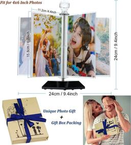 img 2 attached to 🖼️ ZEEYUAN Rotating Acrylic Photo Frame: DIY Multiple Picture Frame with 5 Double Sides and 10 Pcs of 4x6 Inch Photos | Windmill Design | 360° Rotation | Desktop Photo Display