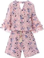 👗 stylish smukke printed sleeves jumpsuits & rompers with convenient pockets for girls logo