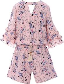 img 4 attached to 👗 Stylish Smukke Printed Sleeves Jumpsuits & Rompers with Convenient Pockets for Girls