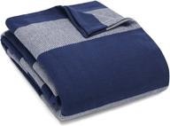 🛏️ cozy and hypoallergenic eddie bauer boylston collection blanket - 100% cotton, lightweight, breathable, navy, full/queen size! logo