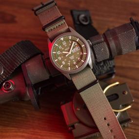 img 3 attached to 🕶️ Tactical Military Watches for Men - Analog Waterproof Sport Wrist Watch, Quartz Wristwatch with Date and Day Display, Field Army Green Design with Nylon Band by MDC