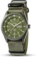 🕶️ tactical military watches for men - analog waterproof sport wrist watch, quartz wristwatch with date and day display, field army green design with nylon band by mdc логотип