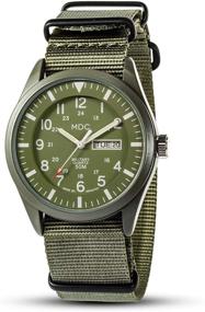 img 4 attached to 🕶️ Tactical Military Watches for Men - Analog Waterproof Sport Wrist Watch, Quartz Wristwatch with Date and Day Display, Field Army Green Design with Nylon Band by MDC