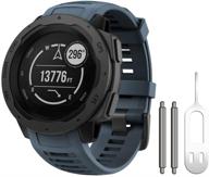 🏞️ премиум силиконовый ремешок для garmin instinct: удобная запасная лента для instinct, solar и tactical (slate) логотип