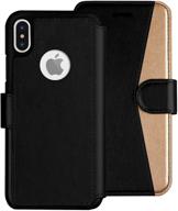 📱 lupa iphone x wallet case - stylish & practical flip case with credit card holder - for iphone x/xs - premium faux leather - magnetic closure - black/gold logo