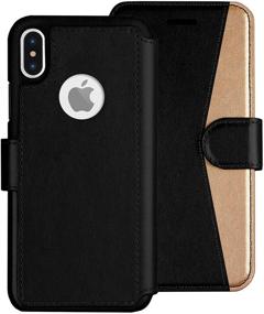 img 4 attached to 📱 LUPA iPhone X Wallet Case - Stylish & Practical Flip Case with Credit Card Holder - for iPhone X/Xs - Premium Faux Leather - Magnetic Closure - Black/Gold