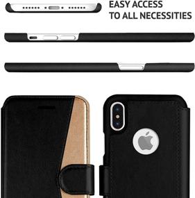 img 1 attached to 📱 LUPA iPhone X Wallet Case - Stylish & Practical Flip Case with Credit Card Holder - for iPhone X/Xs - Premium Faux Leather - Magnetic Closure - Black/Gold