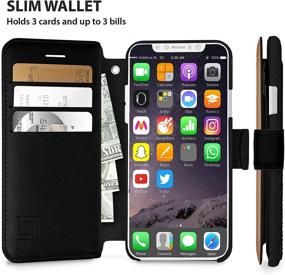 img 3 attached to 📱 LUPA iPhone X Wallet Case - Stylish & Practical Flip Case with Credit Card Holder - for iPhone X/Xs - Premium Faux Leather - Magnetic Closure - Black/Gold