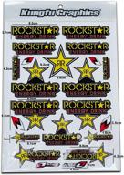 🤘 kungfu graphics rockstar energy drink micro sponsor logo racing sticker sheet - universal size (7.2x 10.2 inch) in yellow green logo