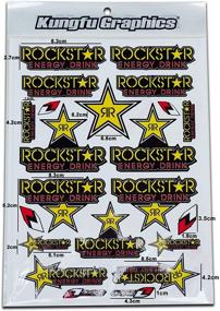 img 4 attached to 🤘 Kungfu Graphics Rockstar Energy Drink Micro Sponsor Logo Racing Sticker Sheet - Universal Size (7.2x 10.2 inch) in Yellow Green