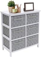 🗄️ sorbus 6-drawer storage chest nightstand end table with woven-strap fabric basket bin drawers, ideal home, bedroom, closet, bathroom organization décor (6-drawer, gray) логотип