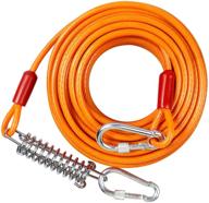 🐶 extra thick tie out cable for dogs, heavy duty dog runner for yard, 15/20/30/40/50ft dog run leash with spring, swivel hooks and reflective rustproof dog lead for camping - suitable for dogs up to 250/125/60lbs logo