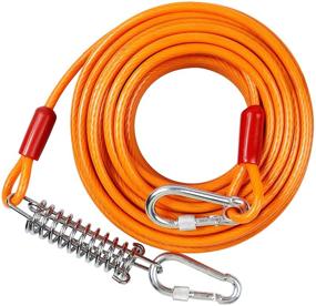 img 4 attached to 🐶 Extra Thick Tie Out Cable for Dogs, Heavy Duty Dog Runner for Yard, 15/20/30/40/50ft Dog Run Leash with Spring, Swivel Hooks and Reflective Rustproof Dog Lead for Camping - Suitable for Dogs up to 250/125/60lbs