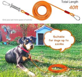 img 3 attached to 🐶 Extra Thick Tie Out Cable for Dogs, Heavy Duty Dog Runner for Yard, 15/20/30/40/50ft Dog Run Leash with Spring, Swivel Hooks and Reflective Rustproof Dog Lead for Camping - Suitable for Dogs up to 250/125/60lbs