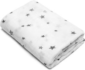 img 2 attached to 🌟 Star Bamboo Cotton Swaddle Blanket - Delicate & Luxurious Muslin Receiving Blanket for Newborns - Ideal for Baby Boys and Girls (Grey)