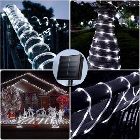 img 1 attached to 🌞 Solar Rope Lights Outdoor: 33ft Copper Wire Tube Lighting for Waterproof Holiday Christmas Yard Patio Road Pathway Decoration - 100 LEDs Fairy Lights in Cool White