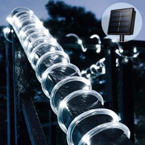 img 4 attached to 🌞 Solar Rope Lights Outdoor: 33ft Copper Wire Tube Lighting for Waterproof Holiday Christmas Yard Patio Road Pathway Decoration - 100 LEDs Fairy Lights in Cool White