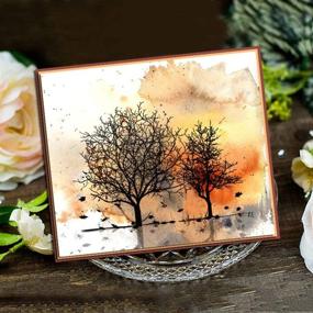 img 4 attached to 🍂 LZBRDY Autumn Trees Pumpkin Clear Stamp and Die Set for Card Making and Scrapbooking - Thanksgiving Silicone Stamps and Dies - 6.7x8.9 Inch