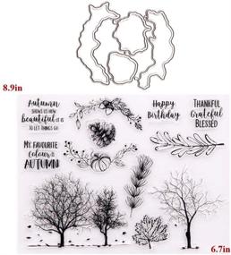 img 3 attached to 🍂 LZBRDY Autumn Trees Pumpkin Clear Stamp and Die Set for Card Making and Scrapbooking - Thanksgiving Silicone Stamps and Dies - 6.7x8.9 Inch