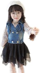 img 2 attached to 👸 Adorable Girls Princess Dresses with Denim Vest Jacket - Perfect for a Colorful Childhood