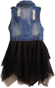 img 3 attached to 👸 Adorable Girls Princess Dresses with Denim Vest Jacket - Perfect for a Colorful Childhood