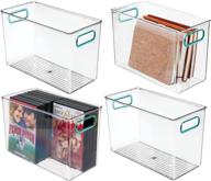 🗄️ mdesign clear/blue plastic storage organizer bins for cube furniture - 4 pack логотип