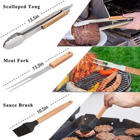 img 1 attached to 🔥 14 PCS Griddle Accessories Kit by HaSteeL - Stainless Steel Griddle Spatula Set with Carrying Bag: Grill Spatulas, Scrapers, Tongs, Meat Fork, Brush, Egg Rings, Bottles - Ideal for Teppanyaki BBQ Flat Top Cooking