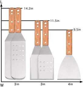 img 2 attached to 🔥 14 PCS Griddle Accessories Kit by HaSteeL - Stainless Steel Griddle Spatula Set with Carrying Bag: Grill Spatulas, Scrapers, Tongs, Meat Fork, Brush, Egg Rings, Bottles - Ideal for Teppanyaki BBQ Flat Top Cooking