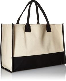 img 3 attached to 👜 Mud Pie Classic Black & White Monogrammed Canvas Tote Bags (Large), 100% Cotton, 17x19x2 inches