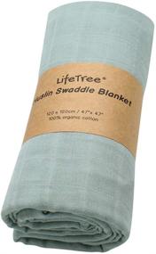 img 2 attached to 🌿 LifeTree Organic Cotton Swaddle Blankets for Baby Boys & Girls, Muslin Receiving Blanket Wrap, Large 47 x 47 Inches, Swaddling Blankets in Roman Green Color