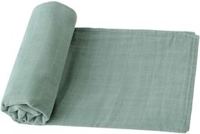 img 4 attached to 🌿 LifeTree Organic Cotton Swaddle Blankets for Baby Boys & Girls, Muslin Receiving Blanket Wrap, Large 47 x 47 Inches, Swaddling Blankets in Roman Green Color