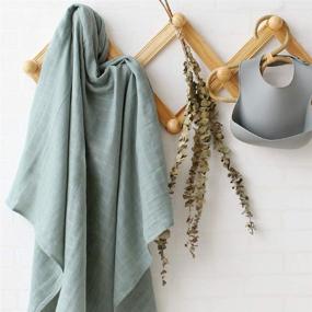 img 3 attached to 🌿 LifeTree Organic Cotton Swaddle Blankets for Baby Boys & Girls, Muslin Receiving Blanket Wrap, Large 47 x 47 Inches, Swaddling Blankets in Roman Green Color