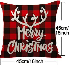 img 3 attached to Set of 4 Christmas Decorations Throw Pillow Covers 18x18 with 2 Christmas Stockings, Red Buffalo Plaid or Xmas Pillow Cases for Home and Bed, Christmas Cushion Case