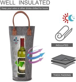 img 3 attached to 🍷 Convenient 4 Pack: Insulated Wine Tote for 1 Bottle - Ideal Wine Carrier Bag & Cooler, a Unique Gift Idea for Wine Lovers and Weddings