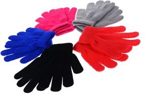 img 2 attached to 🧤 Warm and Stylish: Pinksee Winter Stretchy Knitted Gloves for Girls' to Brave the Cold