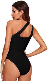 img 3 attached to 🔥 Verdusa Women's Sexy One Shoulder Sleeveless Cut Out Solid Skinny Bodysuit: Irresistible Style for Modern Women!