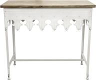 🌸 antiqued white metal scalloped edge table with wood top by creative co-op ec0119: stylish and unique furniture piece logo