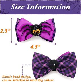 img 3 attached to Azusa 2-Pack Halloween Dog Collar Accessories - Pumpkin Bowties for Small, Medium, and Large Dog Collars with Elastic Bands