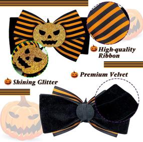 img 1 attached to Azusa 2-Pack Halloween Dog Collar Accessories - Pumpkin Bowties for Small, Medium, and Large Dog Collars with Elastic Bands