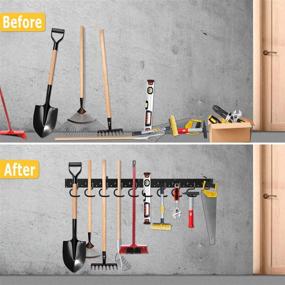 img 1 attached to 🔧 Efficient 64-Inch Garage Hooks Tool Organizer: Wall Mounted Adjustable Storage System for Garden Tools, Rakes, Mops, Brooms, and Yard Tools