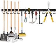 🔧 efficient 64-inch garage hooks tool organizer: wall mounted adjustable storage system for garden tools, rakes, mops, brooms, and yard tools logo