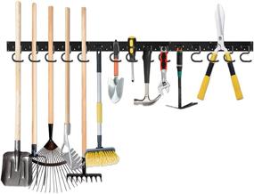 img 4 attached to 🔧 Efficient 64-Inch Garage Hooks Tool Organizer: Wall Mounted Adjustable Storage System for Garden Tools, Rakes, Mops, Brooms, and Yard Tools