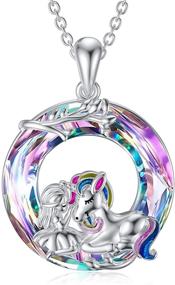 img 4 attached to 🦄 Sterling Silver Unicorn Necklace - Sparkling Unicorn Pendant for Girls and Women - Crystal Jewelry Gift