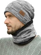lcztn winter beanie hat scarf set - warm fleece-lined knit 🧣 ski hats, slouchy skull cap for men and women - perfect unisex gift logo
