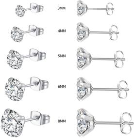 img 3 attached to Stylish 12 Pairs Stud Earrings: Stainless Steel Cubic Zirconia Hypoallergenic Set